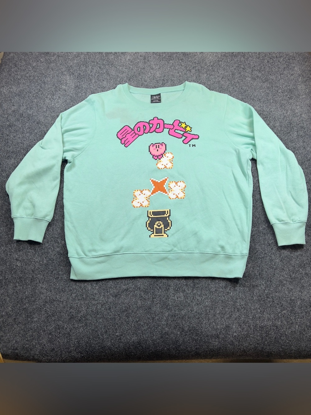 Kirby Nintendo XL Mint Green Graphic Sweatshirt Japanese Y2K Gaming
